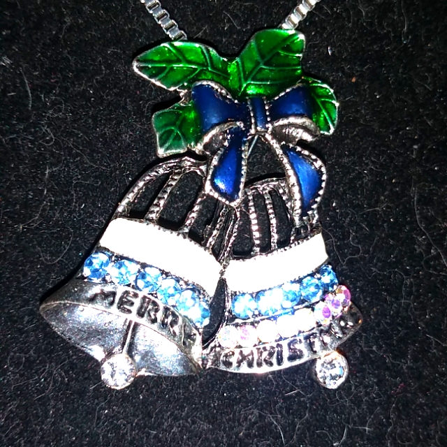 Blue Crystal Merry Christmas Bells Brooch Pendant 15$